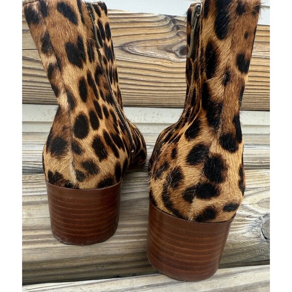 J. Crew Walker Leopard Print Calf Hair Leather Ankle Boots Sz 7.5 Mob Wife  $198 - Picture 2 of 10